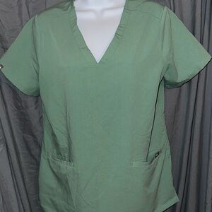 Figs Green V-Neck Scrub Top